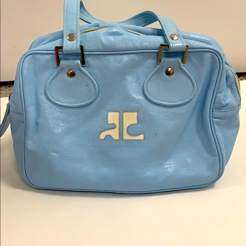 Courreges blue leather purse